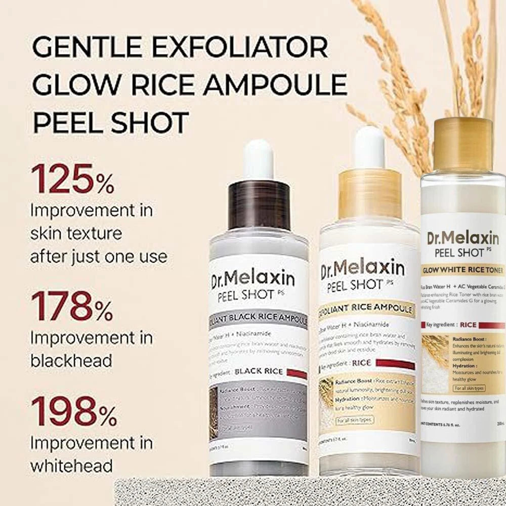 Korean Dr. Melaxin White And Black Rice Exfoliating Hydrating Essence Moisturizing Gentle Exfoliation Soften Serum Skin Care