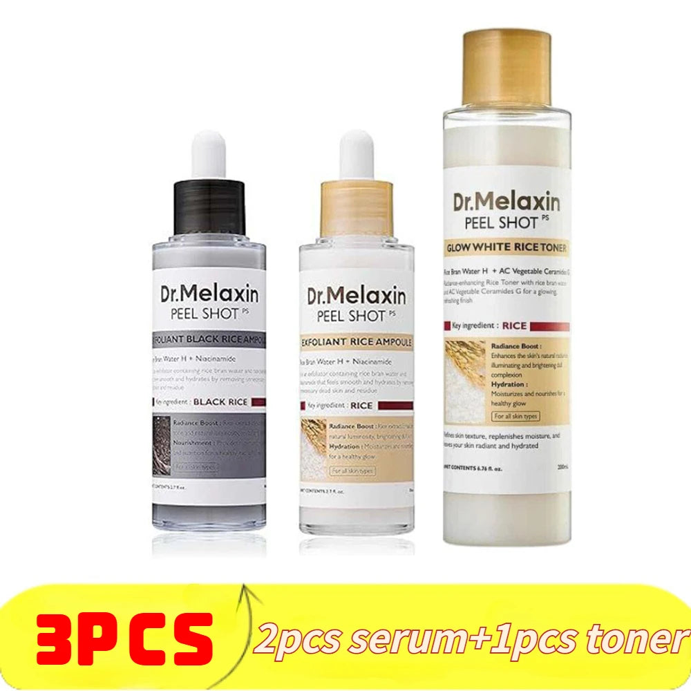 Korean Dr. Melaxin White And Black Rice Exfoliating Hydrating Essence Moisturizing Gentle Exfoliation Soften Serum Skin Care